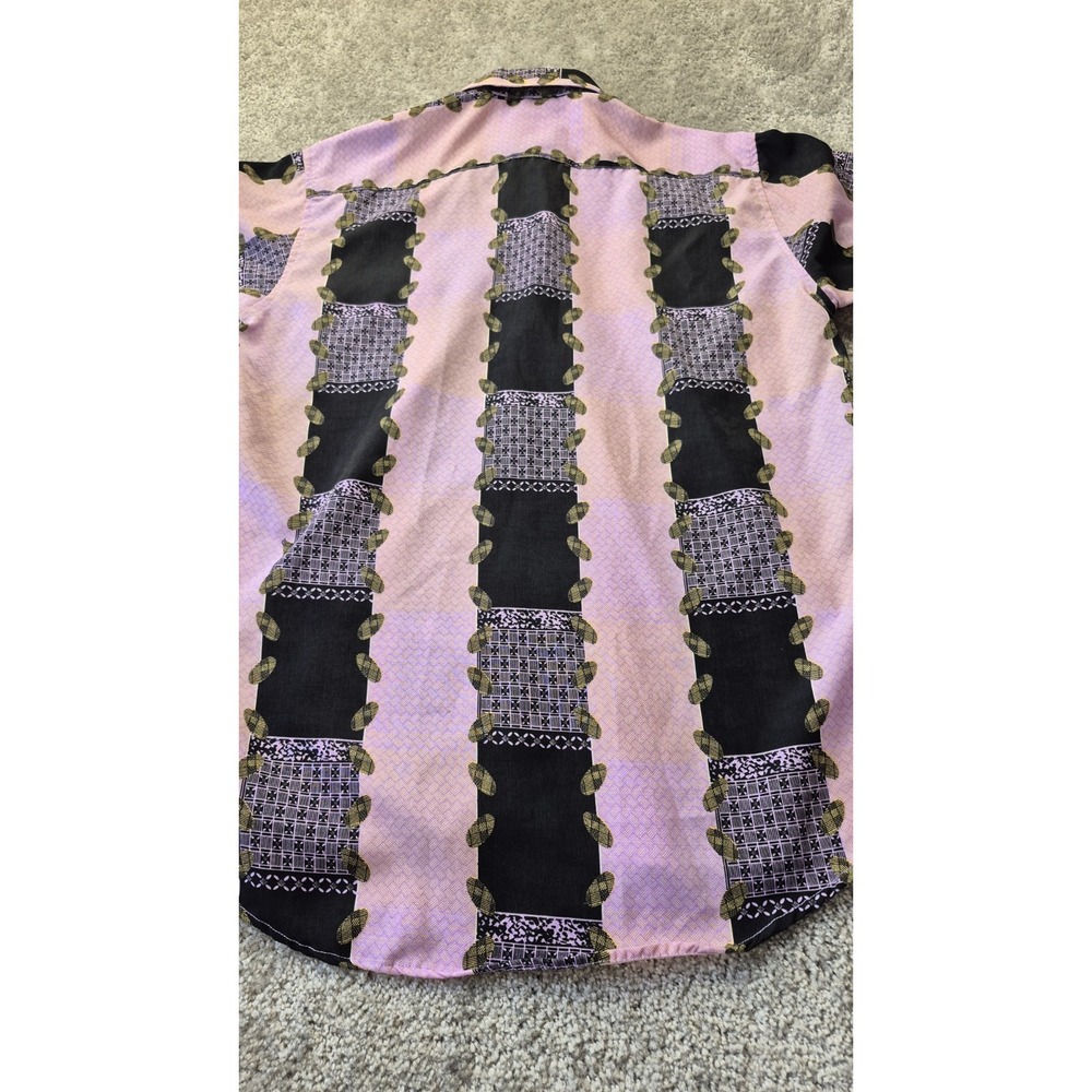 Dagacci Long Sleeve shirt Mens Large 16-16.5  Pink Black Stripe‎ Pattern - Picture 8 of 12